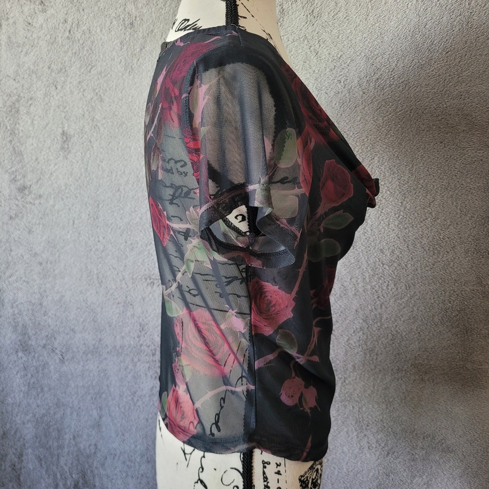 Silence + Noise mesh rose top cowl neck XL grunge goth romantic vampy festival - Picture 3 of 14